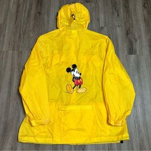Vintage Disney Mickey Mouse yellow zip up hooded rain jacket coat